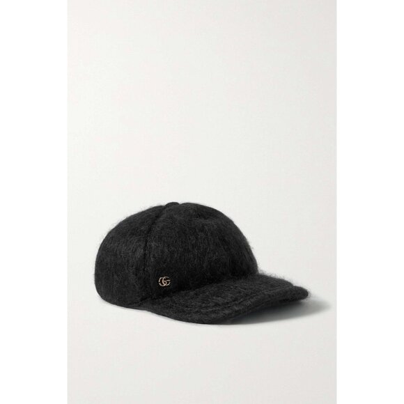 NWT GUCCI MOHAIR-BLEND BASEBALL CAP SZ M BLACK 100% Authentic - Picture 1 of 8